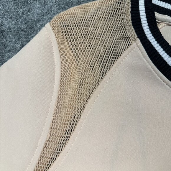 C&C California Womens Pink Mesh Sweatshirt Large Black White Trim Fall Pullover - Picture 7 of 13